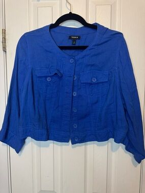 Torrid Royal Blue Button-Front Crop Jacket